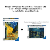 1 Puzzle 1000 pièces - Art collection - Terrasse de café, le soir + 1 Puzzle 1000 pièces Art collection - La nuit étoilée - Vincent Van Gogh - Livraison offerte