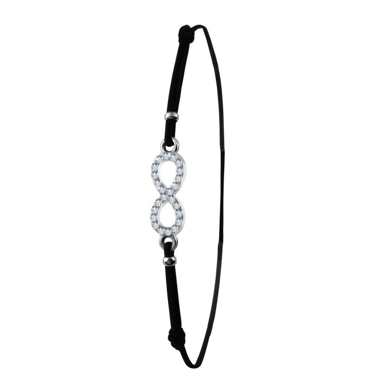 Bracelet Infini élastique noir orné de Cristaux scintillants - Livraison Offerte