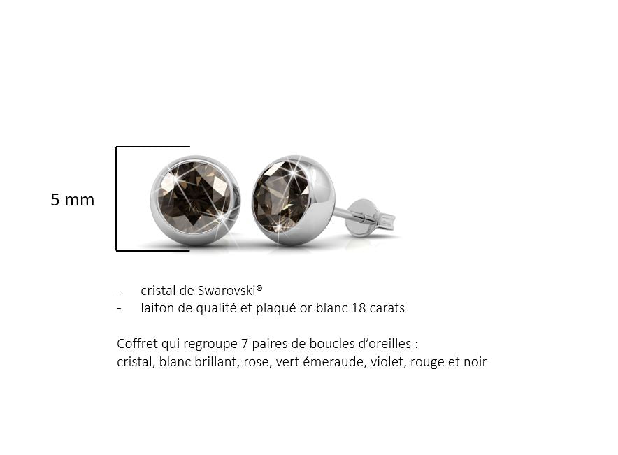 Coffret 7 boucles d'oreilles plaqué or 18 carats en cristaux autrichien haute qualité - Livraison offerte