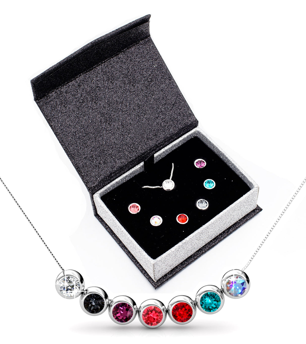 Collier plaqué rhodium 18 carats avec 7 cristaux Swarovski® - Livraison offerte