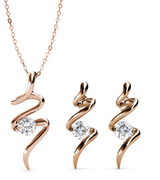 Coffret parure Spirale (1 collier + 1 paire de boucles d'oreilles) ornée de 3 cristaux Autrichiens de très haute qualité - Livraison Offerte