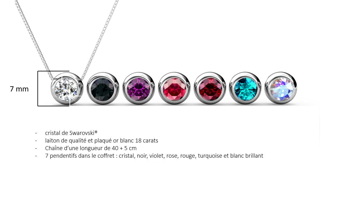 Collier plaqué rhodium 18 carats avec 7 cristaux Swarovski® - Livraison offerte