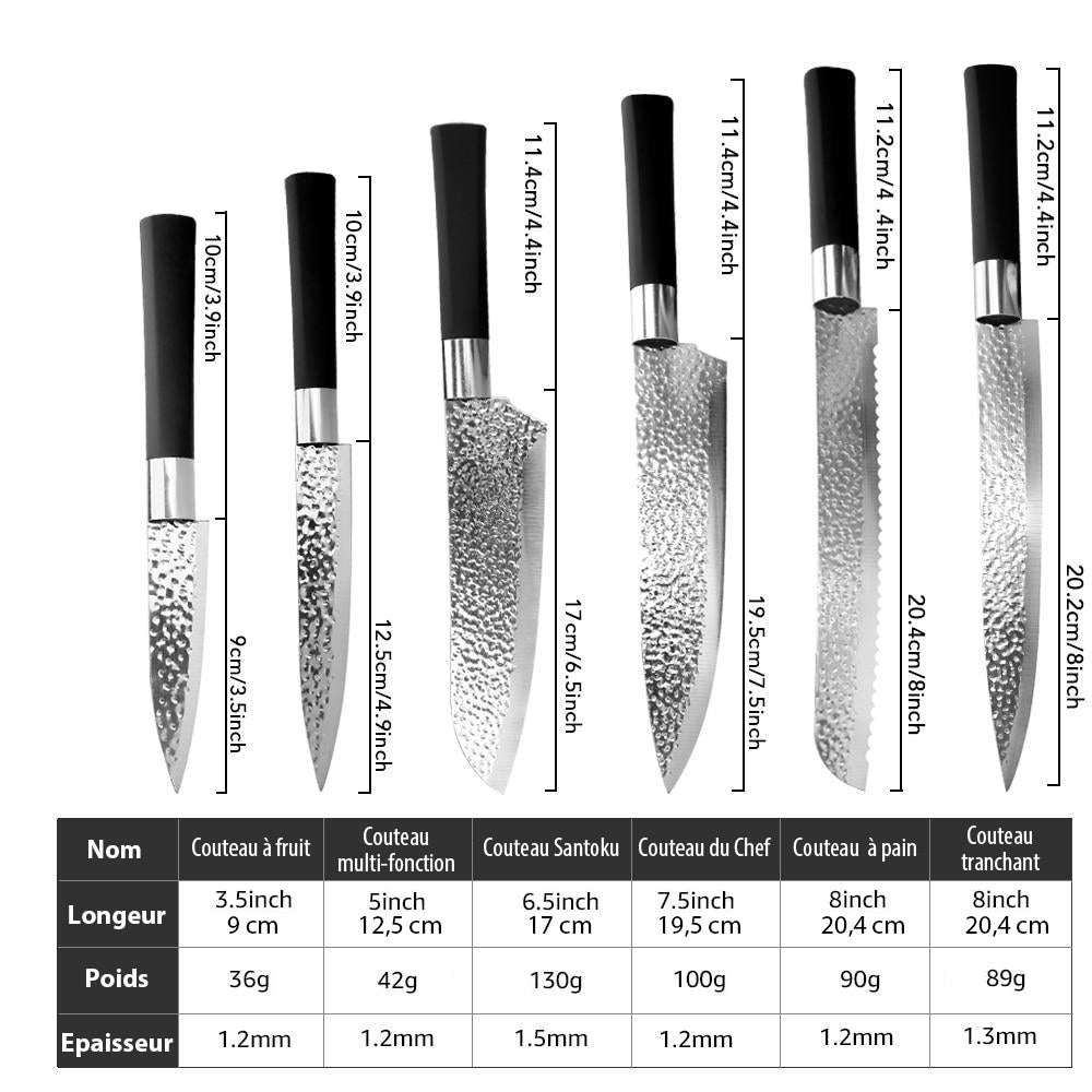 Couteaux de cuisine japonais en acier inoxydable - Livraison Offerte