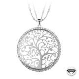 Collier sautoir arbre de vie en acier inoxydable orné de plus de 70 cristaux de bohème - Livraison offerte