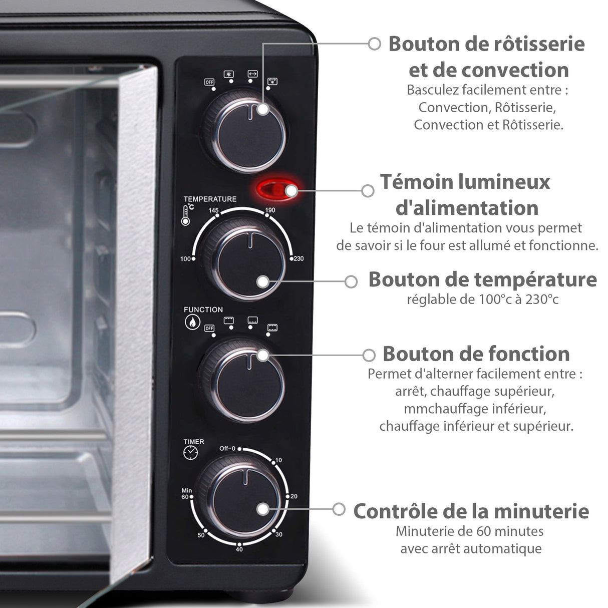 Four électrique inox deux portes grande capacité 55L - Livraison offerte