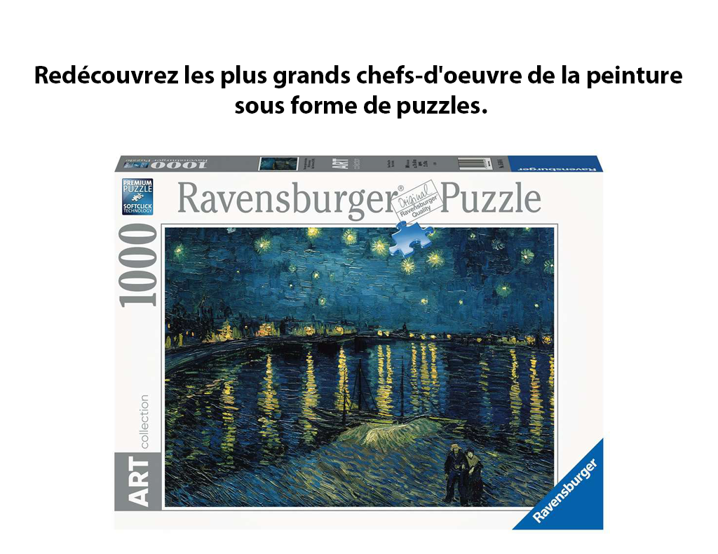 1 Puzzle 1000 pièces - Art collection - Terrasse de café, le soir + 1 Puzzle 1000 pièces Art collection - La nuit étoilée - Vincent Van Gogh - Livraison offerte